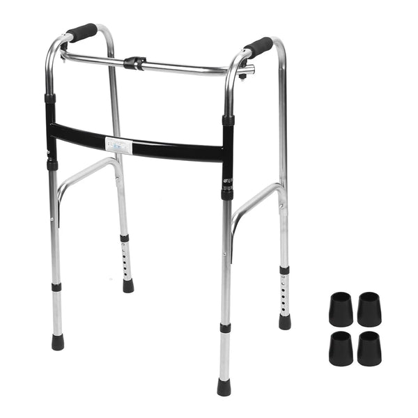 Folding Walker for Seniors: Stainless steel, 6-gear height adjustment, portable